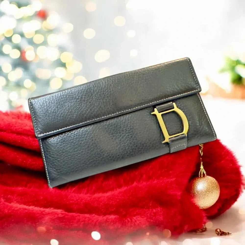 🖤Christian Dior🖤 | 2001 Black Pebbled Leather Trifold Long Wallet